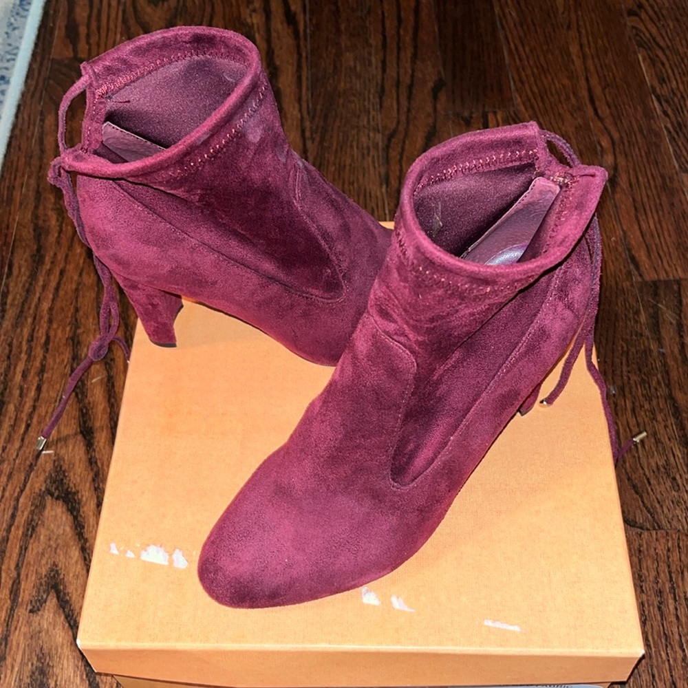 Dark Red fabric booties size 6.5